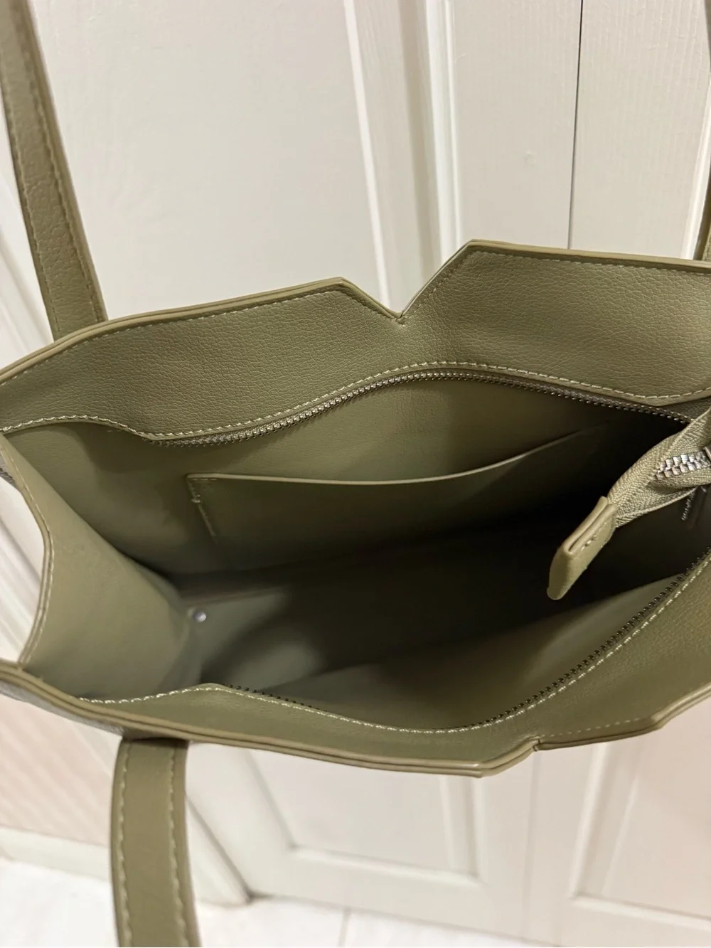 Pixie Mood Alicia Tote Sage Green Vegan Leather Zip Top Shopper Purse Bag